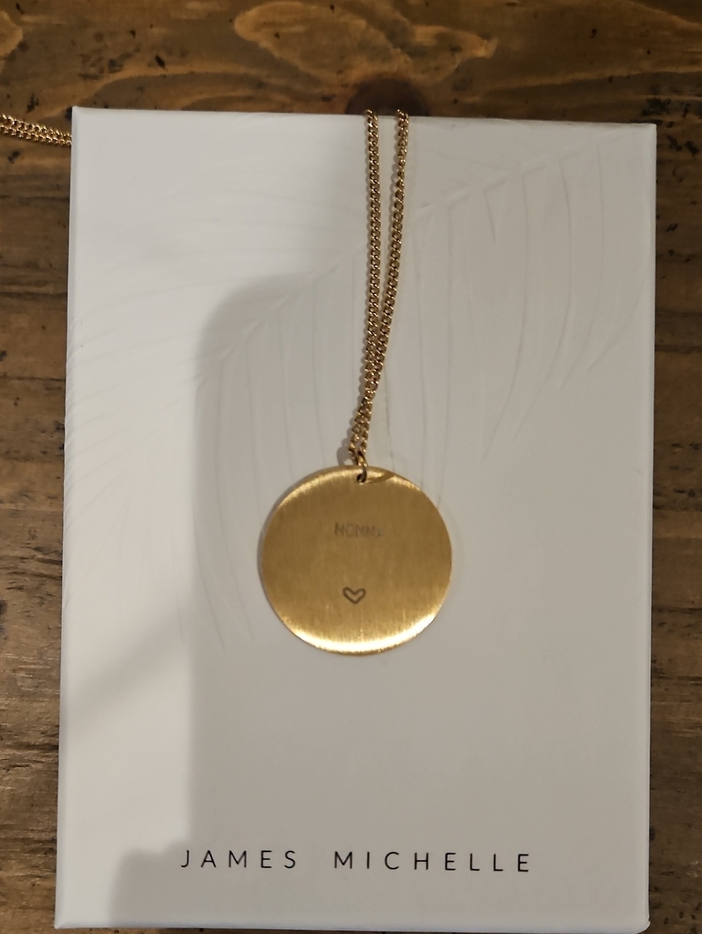James Michelle Gold 'Momma' Round Pendant Necklace